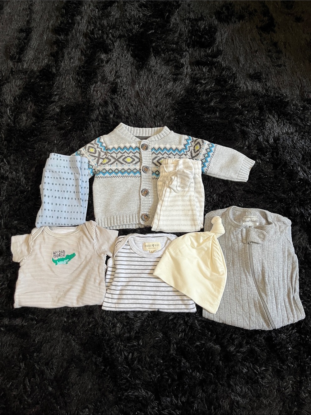 COTTON 0-3 Months Boy Gray 7 Piece Bundle. Live Show Listing. $10 start.